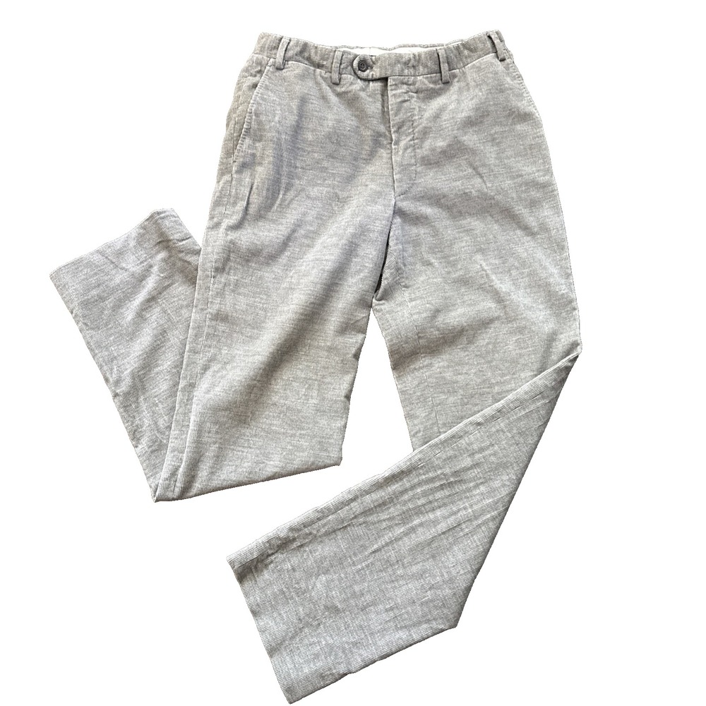 Canali Corduroy Pants Men 32 Gray Cotton Wool Stretch Made in Italy